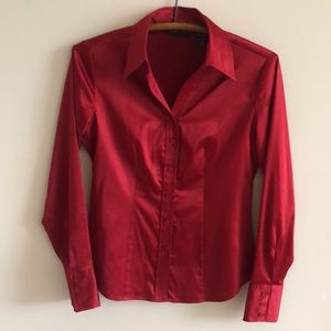 New York & Co. red long-sleeve blouse size small- Great for the holidays!